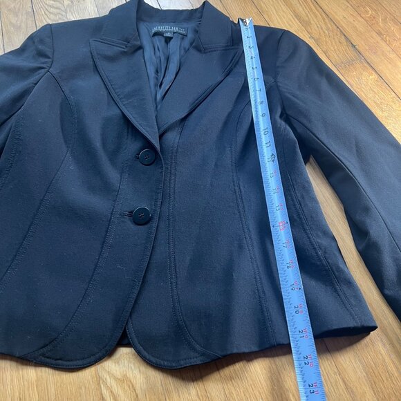 Lafayette 148 New York Size 10 Petite Black Wool Peak Lapel Fitted Blazer Jacket - Picture 9 of 16